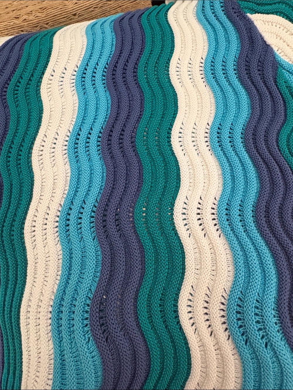 Tnuck Hyacinth House Stripe Knit Dress in Teal, Navy & White size med - Picture 7 of 7
